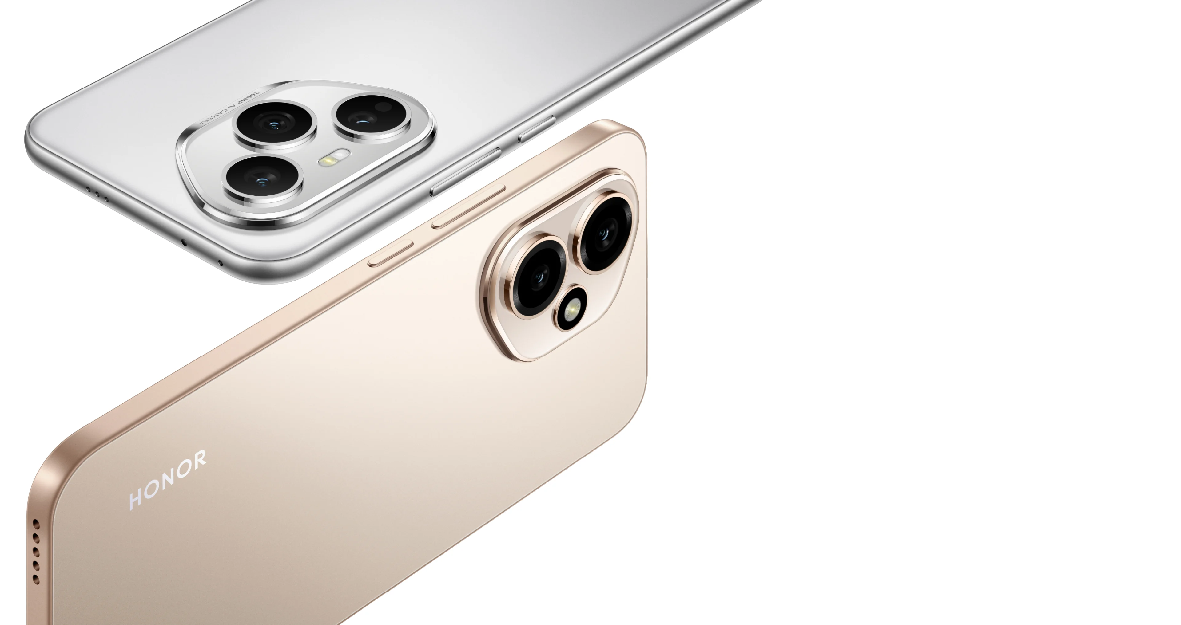 HONOR 400 金色与银色手机的官方产品主视觉